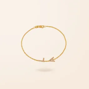 10K Gold Diamond Initial Bracelet