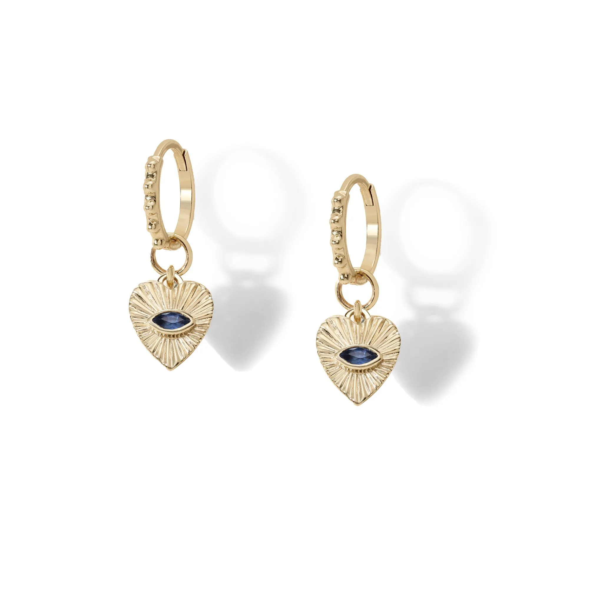 10K Sapphire Mini Textured Heart Earring Charm