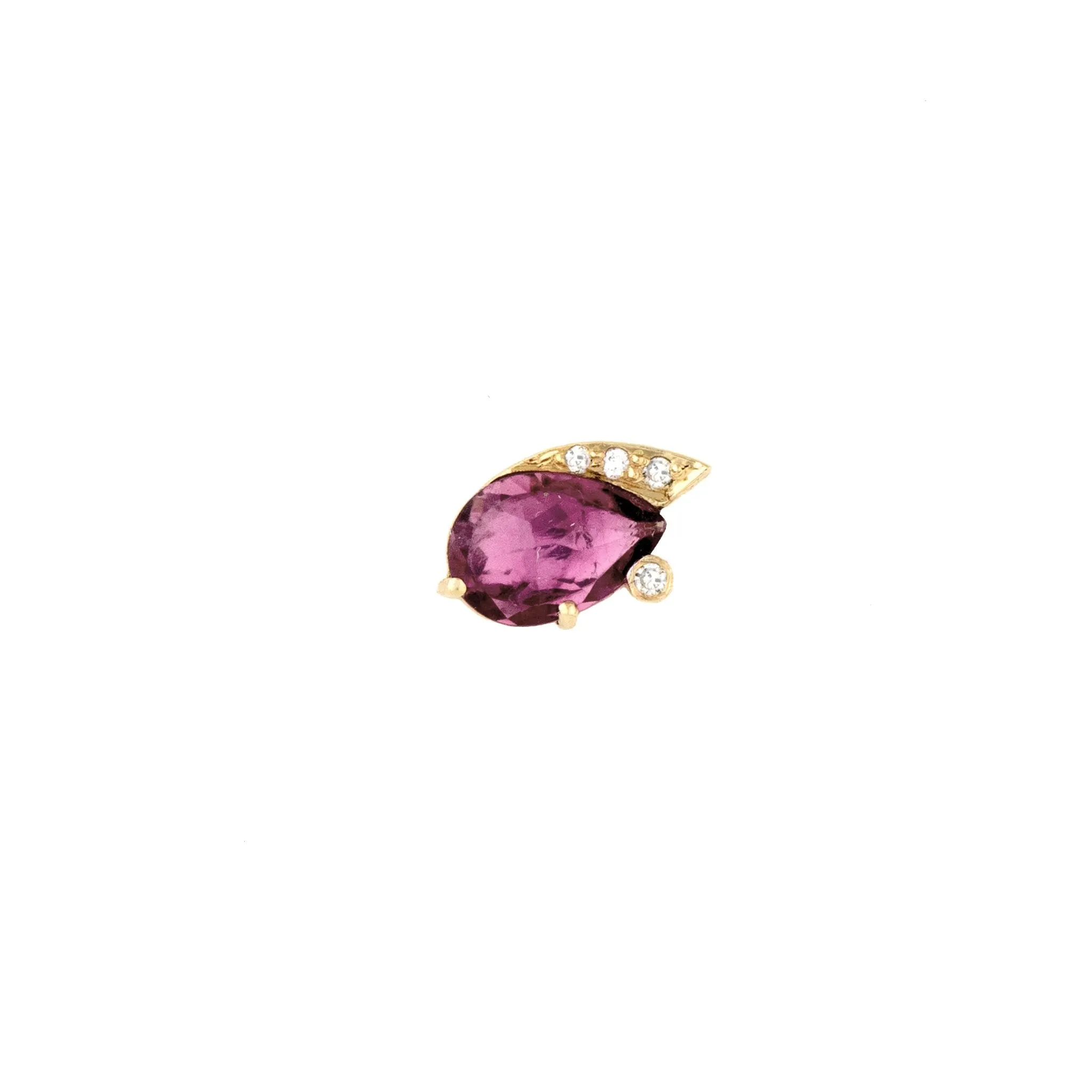 14K Gold Prong-Set Pink Tourmaline Eyelash Earring