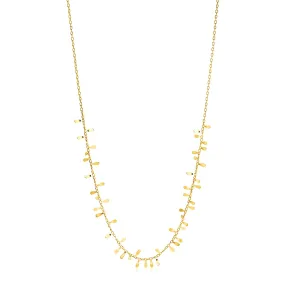 14K Yellow Gold Necklace with Polished Leaf Motifs-rx68024-18