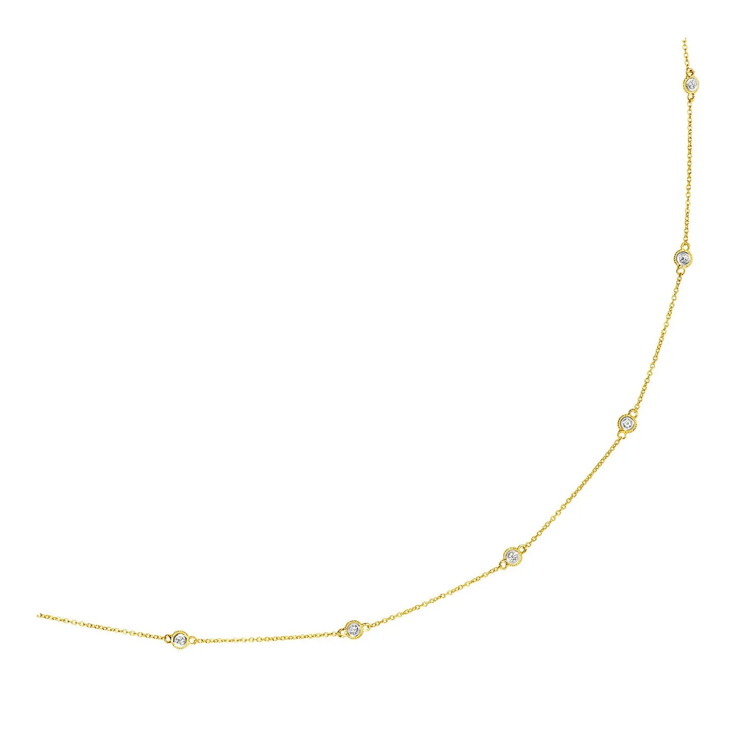 14k Yellow Gold Station Necklace with Round Diamondsrx00743-18-rx00743-18