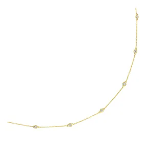 14k Yellow Gold Station Necklace with Round Diamondsrx00743-18-rx00743-18