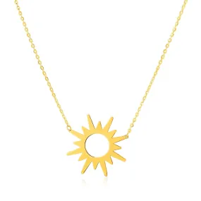 14K Yellow Gold Sunburst Necklace-rx65642-18