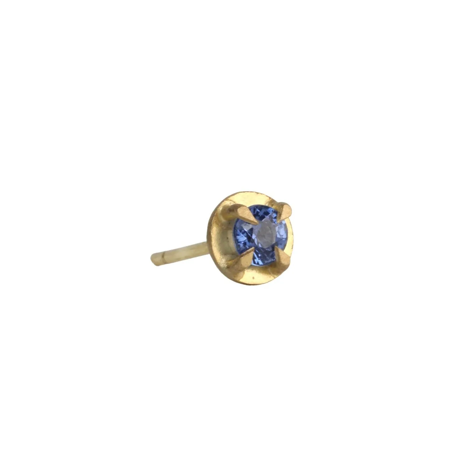 18K Gold Prong-Set Blue Sapphire Stud Earring