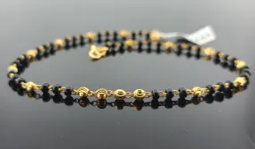 22K Solid Gold Black Beads Bracelet B8233