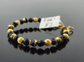 22K Solid Gold Black Beads Bracelet CB1903