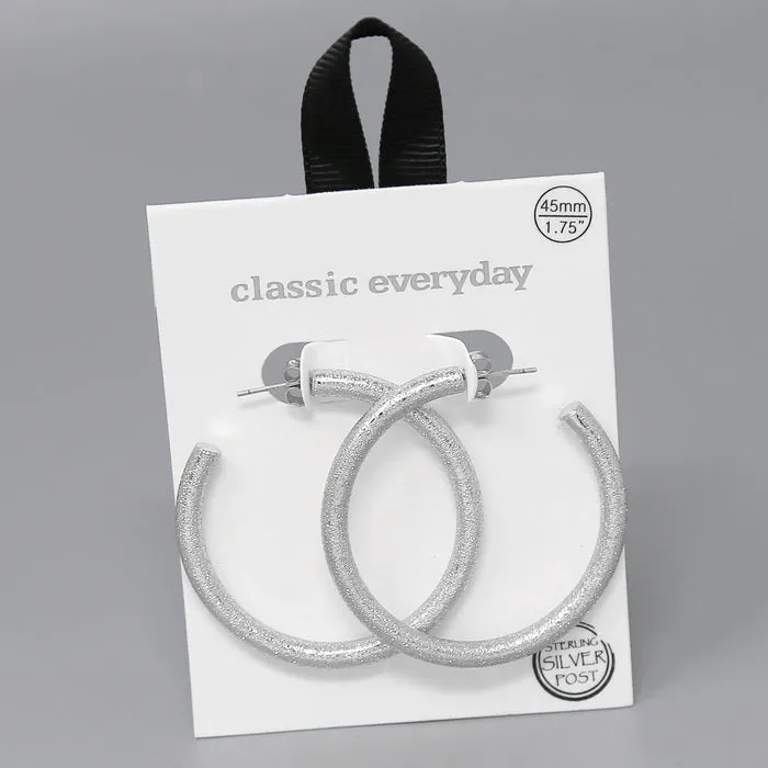 45 MM Textured Pipe Hoop Earrings