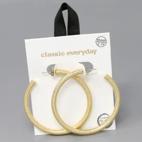 55 MM Textured Pipe Hoop Earrings