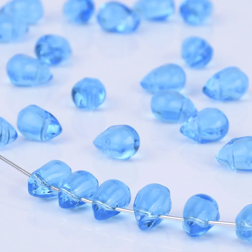 6*9mm Glass Teardrop Beads Czech beads Glass drop Beads Glass Beads Tiny Drops Seed Beads blue 50pcs