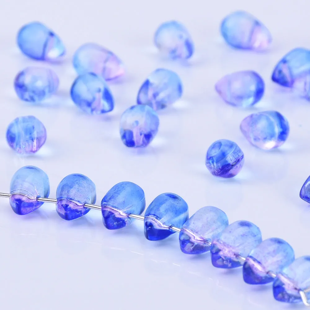 6*9mm Glass Teardrop Beads Czech beads Glass drop Beads Glass Beads Tiny Drops Seed Beads Blue Violet 50pcs