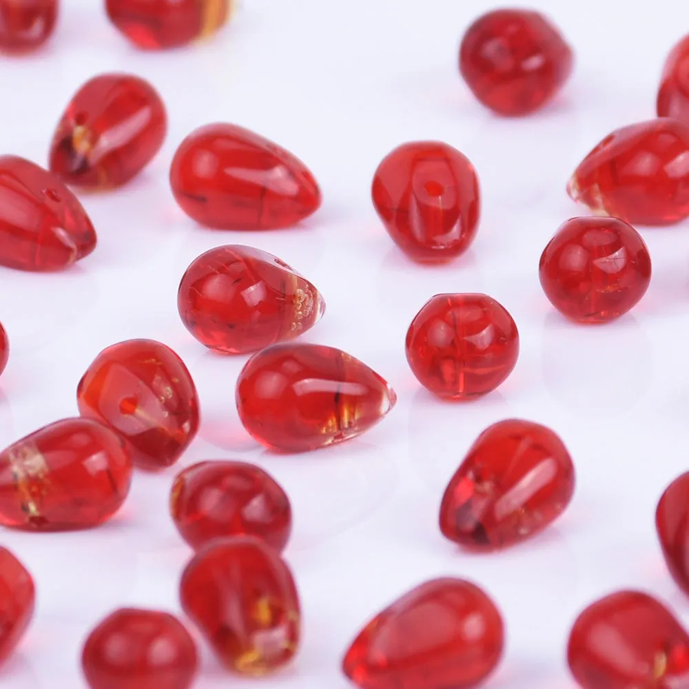 6*9mm Glass Teardrop Beads Czech beads Glass drop Beads Glass Beads Tiny Drops Seed Beads red 50pcs