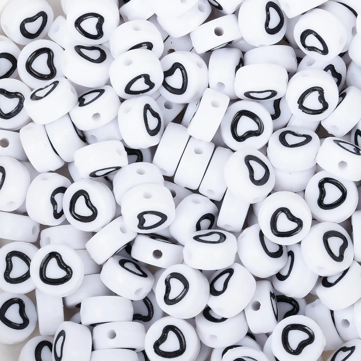 7mm Acrylic Heart Beads Hollow Heart Beads Round Beads Acrylic Symbol Beads 100pcs/bag 103146