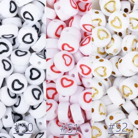 7mm Acrylic Heart Beads Hollow Heart Beads Round Beads Acrylic Symbol Beads 100pcs/bag 103146