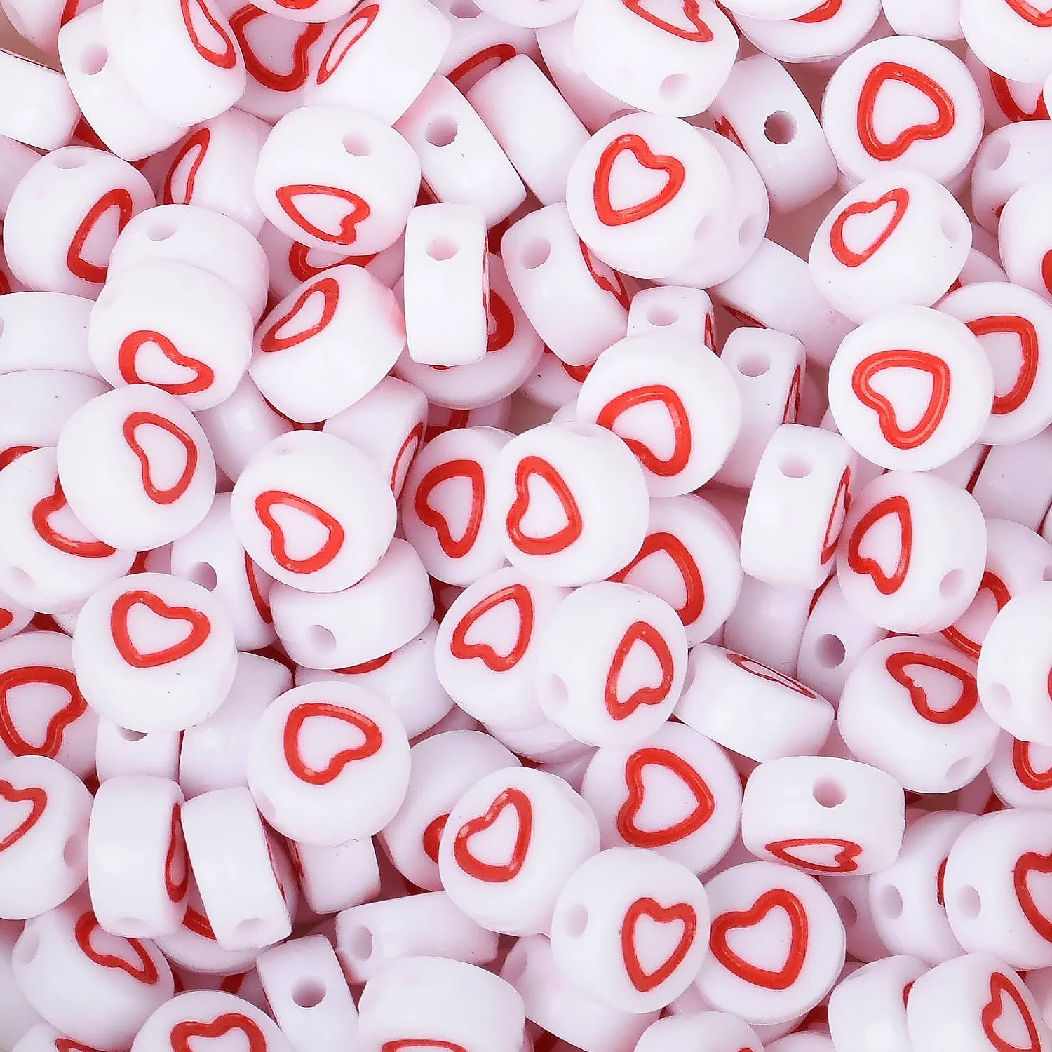 7mm Acrylic Heart Beads Hollow Heart Beads Round Beads Acrylic Symbol Beads 100pcs/bag 103146