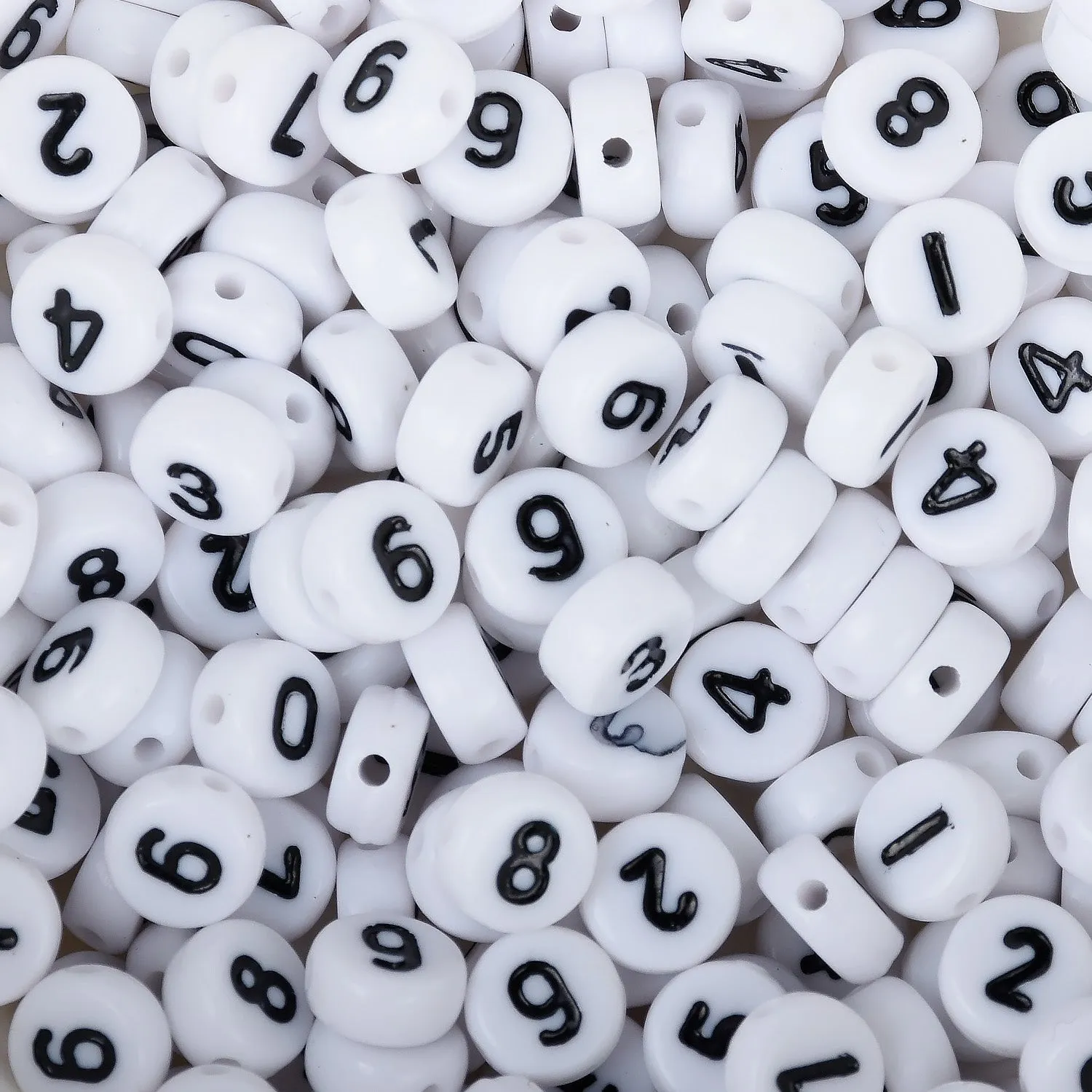 7mm Round White Number Acrylic Beads Black Number Beads 1-9 number beads personalized beads 100pcs/bag 103133