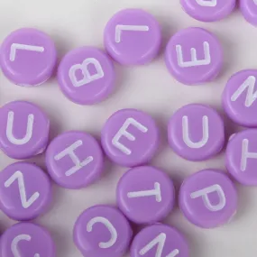 7mm Solid Purple Acrylic Alphabet Beads Purple and White Beads Round Letter Beads Spacer beads 100pcs/bag 10312755