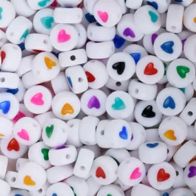 7mm White Heart Beads Mix Colors Acrylic Heart Beads Arylic round beads Spacer beads 100pcs/bag 10314550