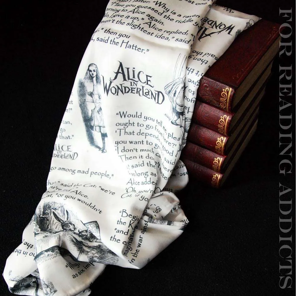 Alice in Wonderland Book Quotes Handmade Infinity Scarf Limited Edition