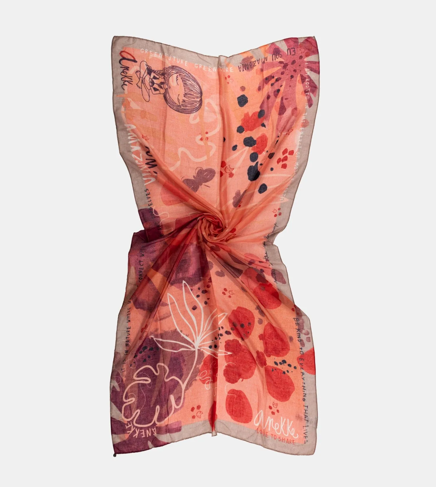 Amazonia nature print reddish scarf