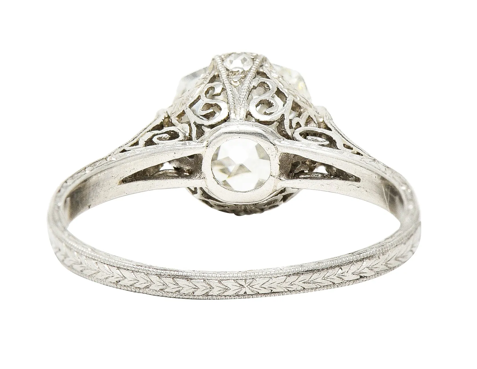 Art Deco 2.78 CTW Old Mine Diamond Platinum Filigree Engagement Ring GIA