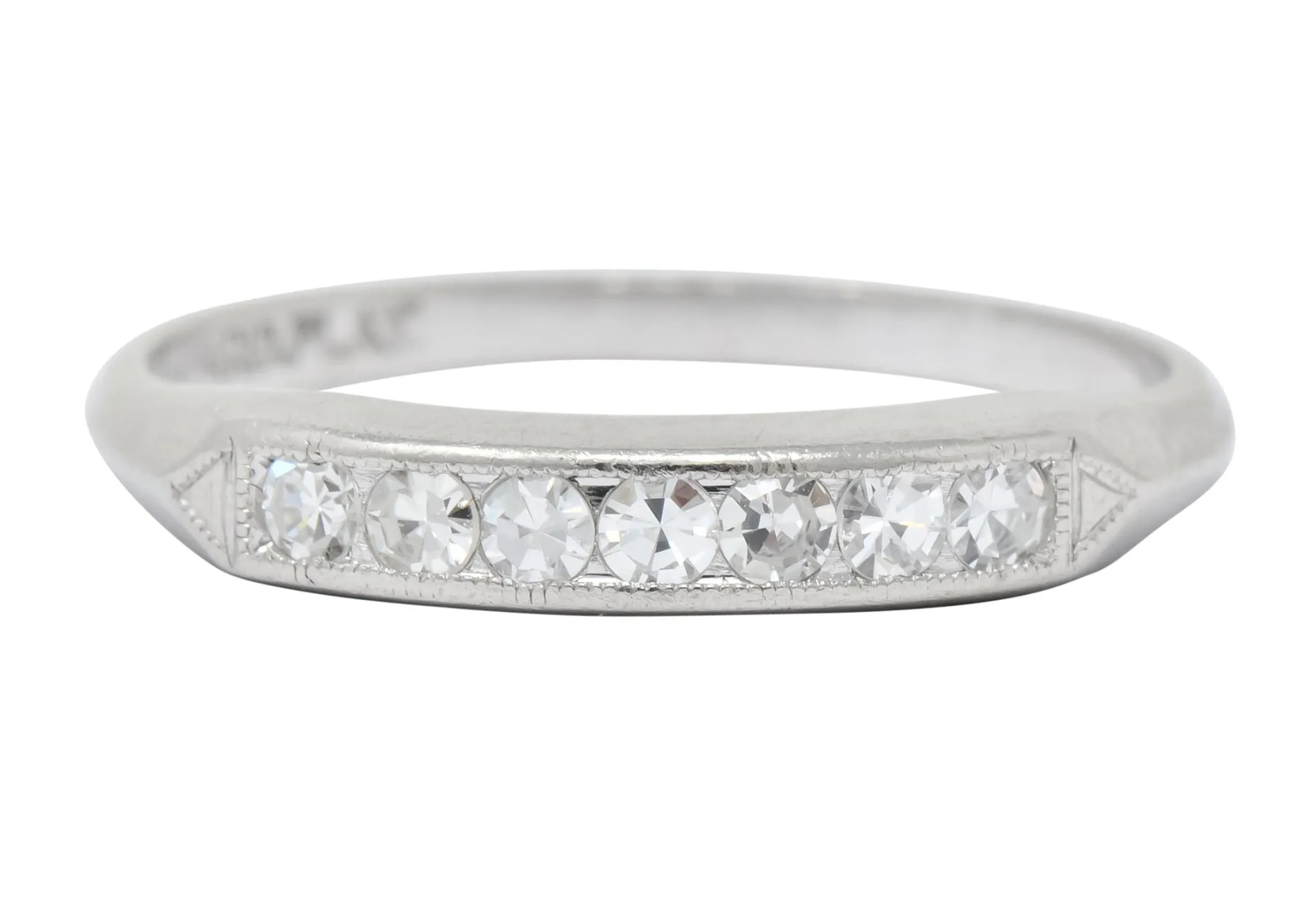 Art Deco Single Cut Diamond Platinum Stackable Band Ring