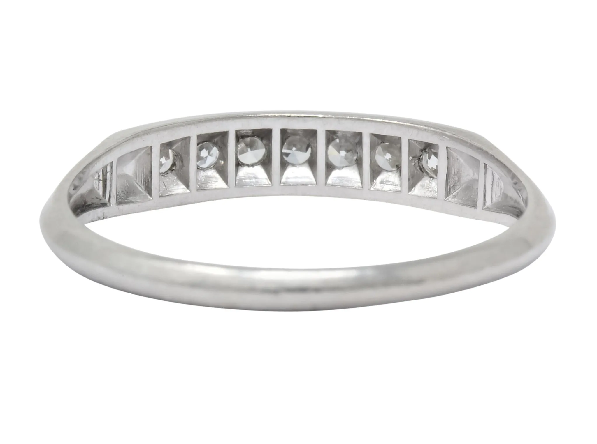 Art Deco Single Cut Diamond Platinum Stackable Band Ring