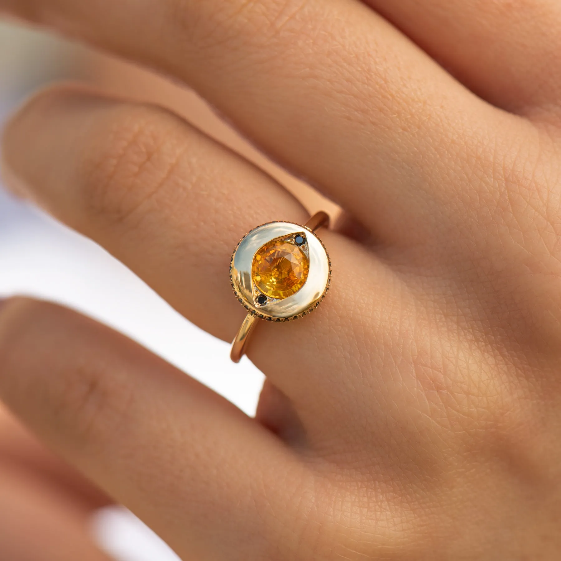 Ayin Yellow Sapphire & Black Diamond Ring