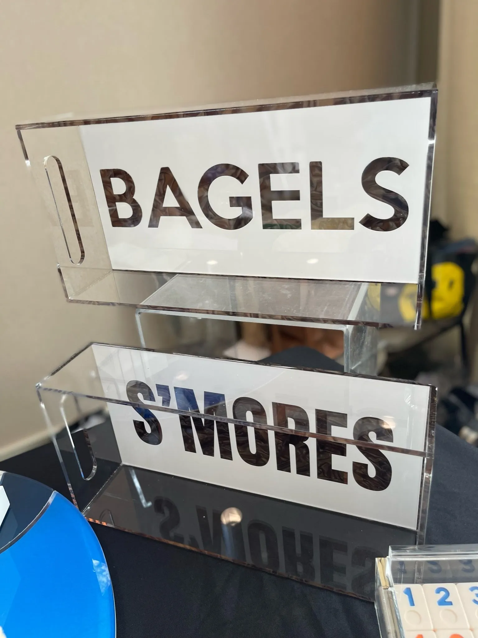 Bagels  & Smores Acrylic Trays with Slotted Handles