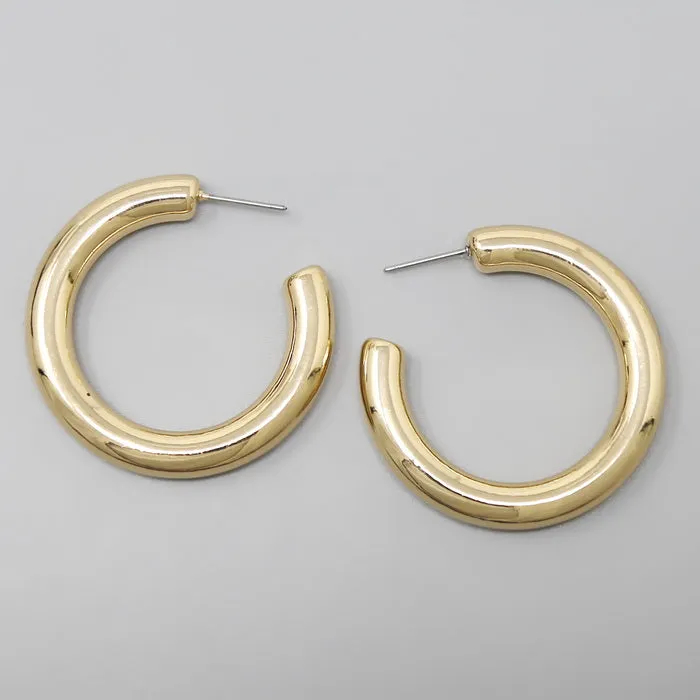 Basic Pipe Hoop Earrings (40 mm)