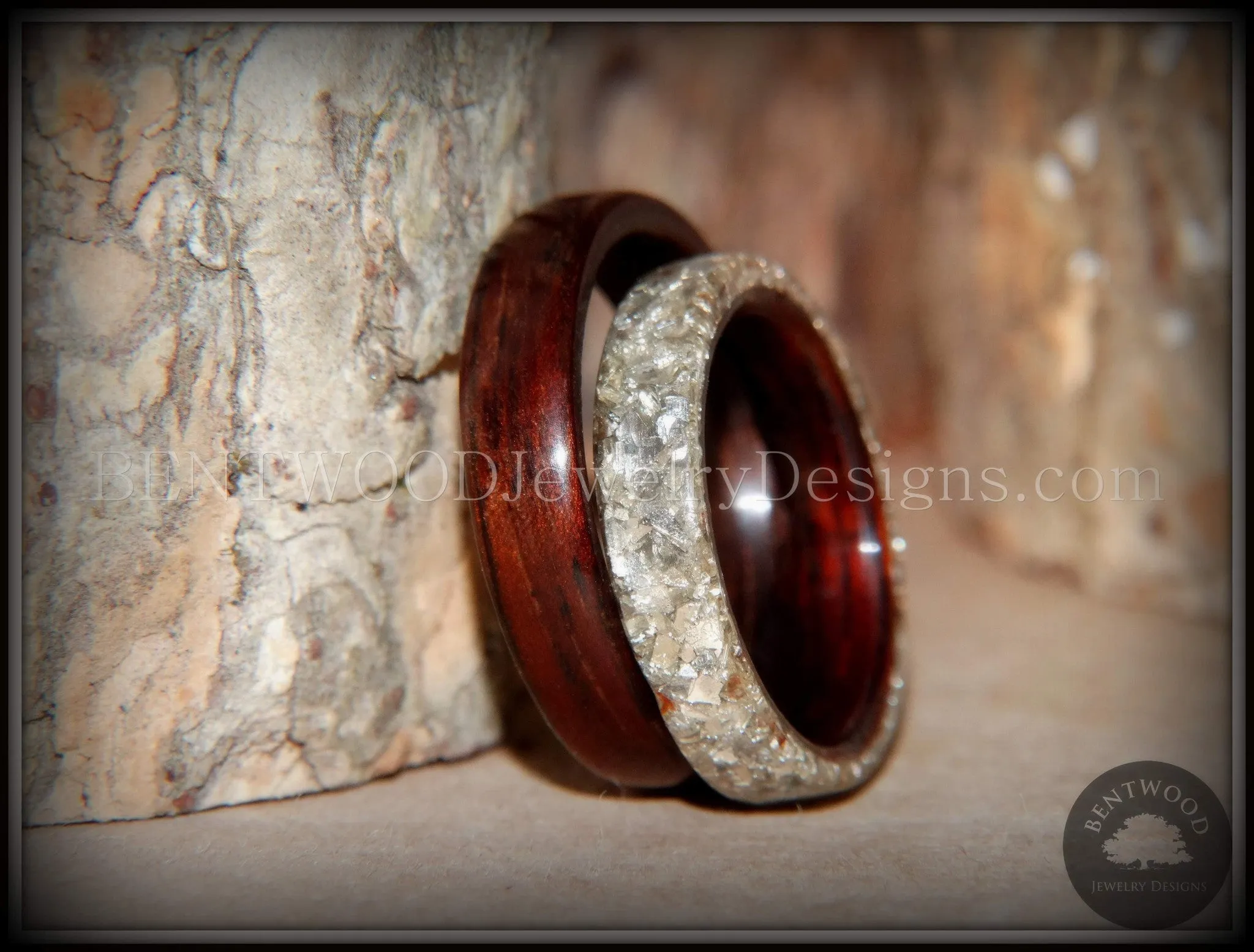 Bentwood Rings Set - Kingwood  Classic and Kingwood Full Glass Inlay