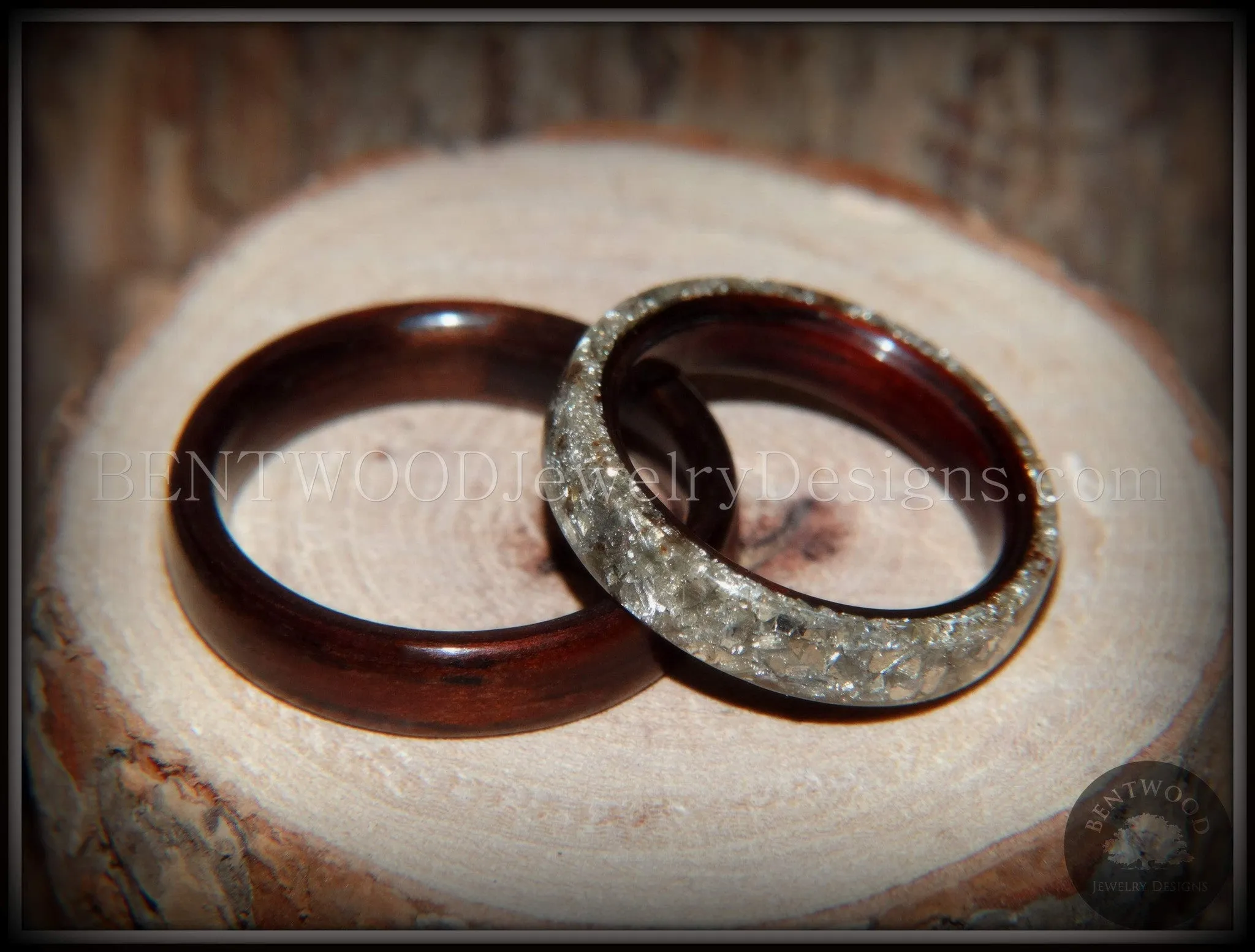 Bentwood Rings Set - Kingwood  Classic and Kingwood Full Glass Inlay