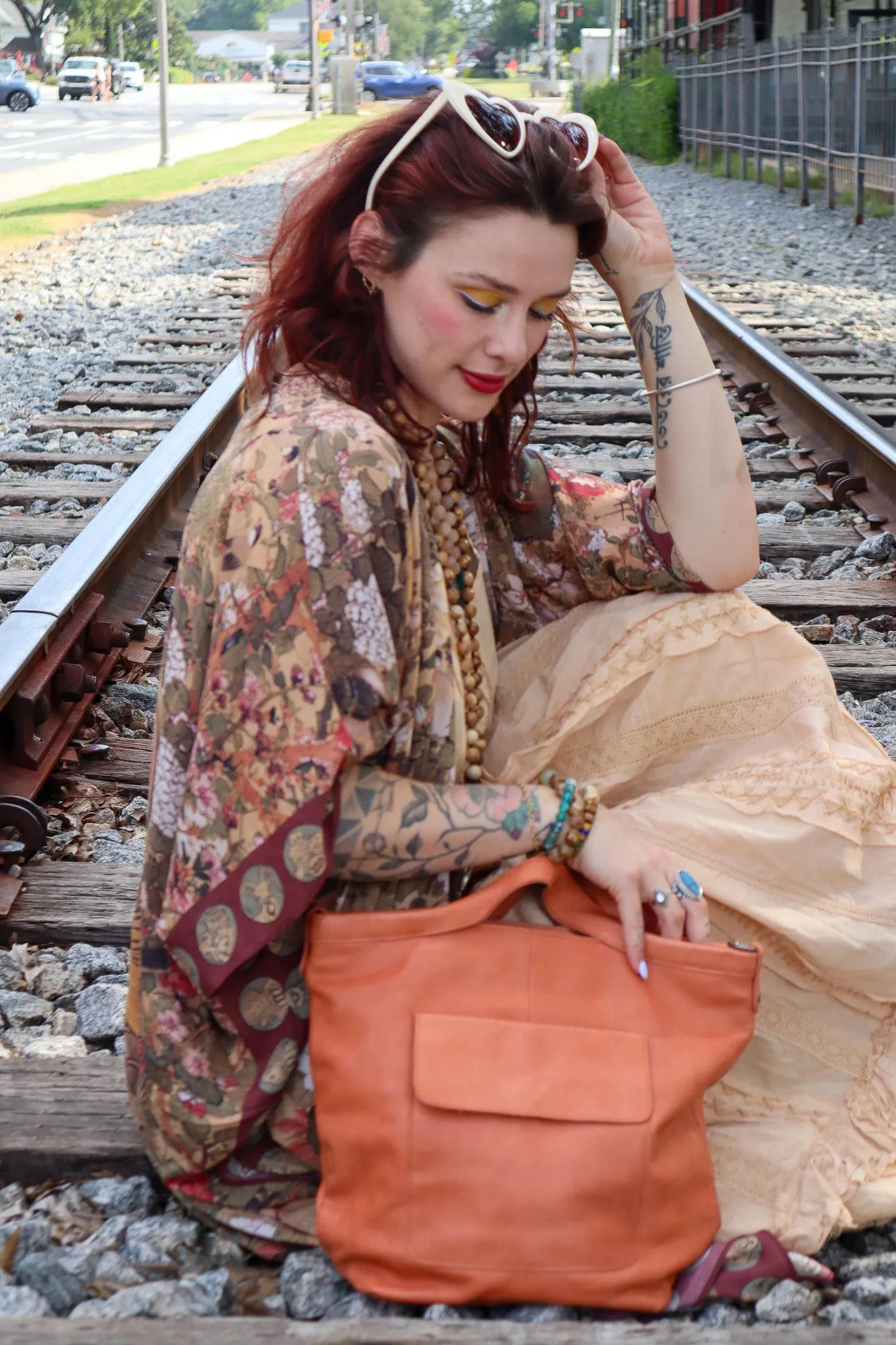 Bianca Handcrafted Leather Tote/Crossbody Bags in Burnt Orange