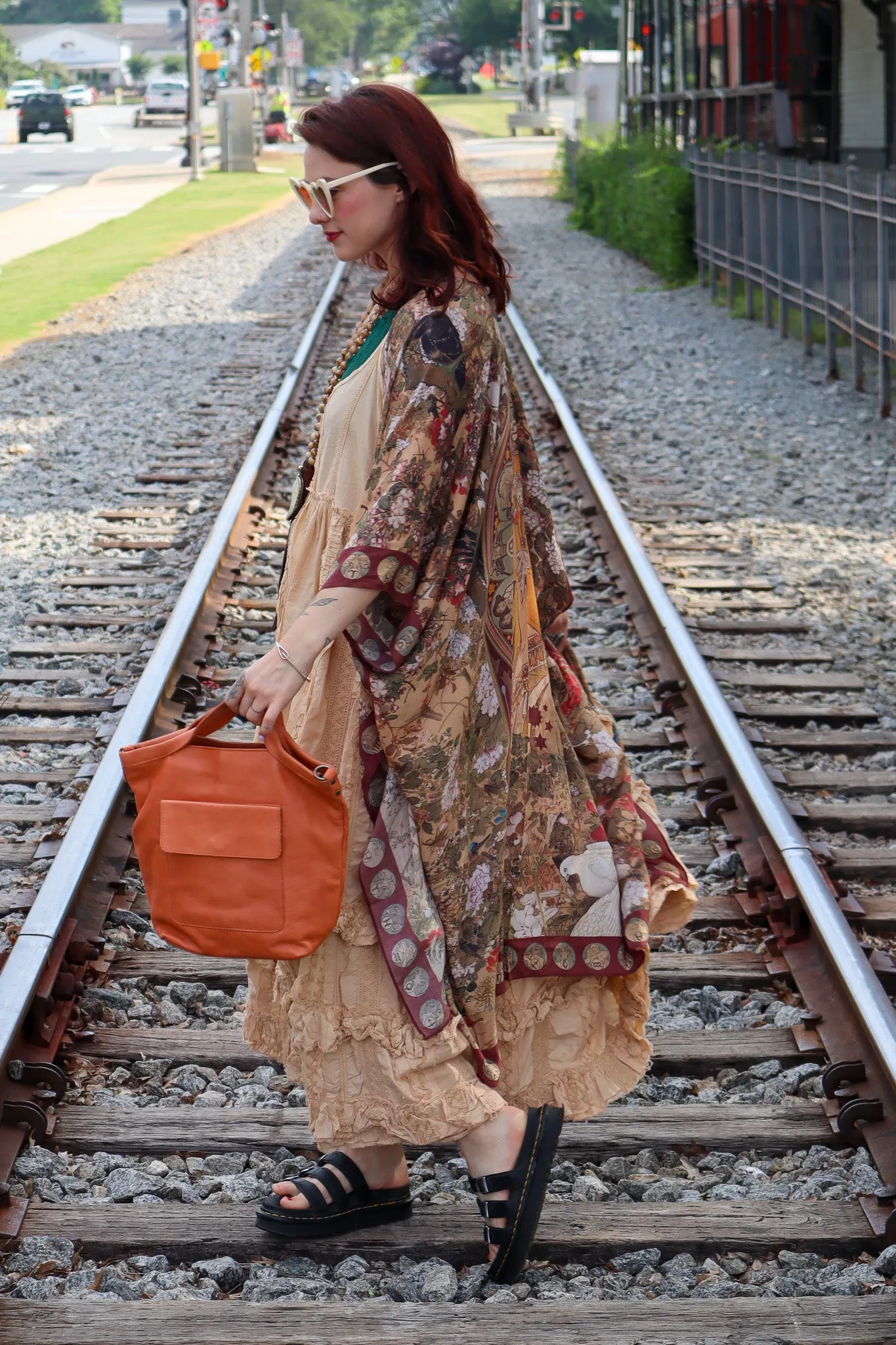 Bianca Handcrafted Leather Tote/Crossbody Bags in Burnt Orange