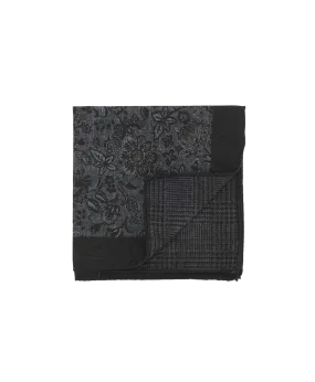 Black and Grey Double Sided Floral and Glencheck Pocket Square | He Spoke Style