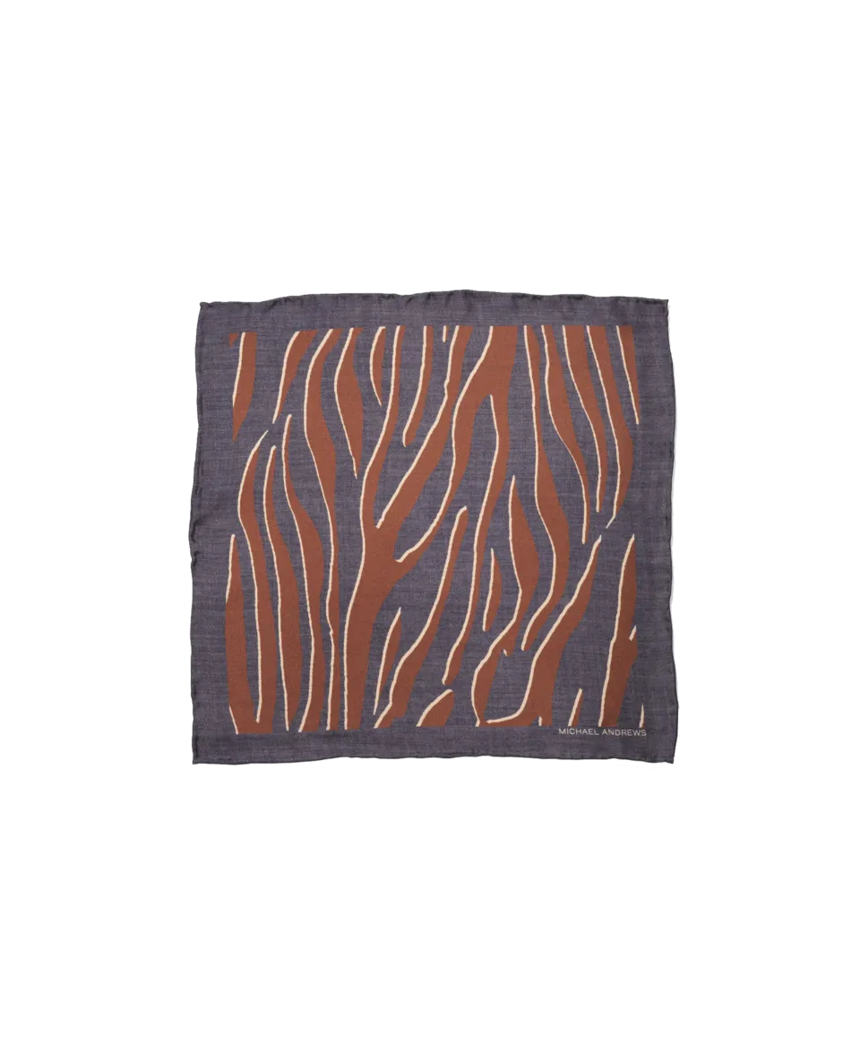 Black, Brown & Ivory Tiger Print Pocket Square | He Spoke Style