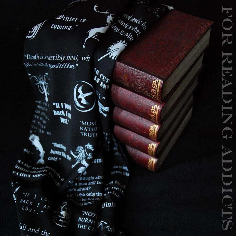 Black Game Of Thrones Themes  Infinity Scarf Handmade Limited Edition