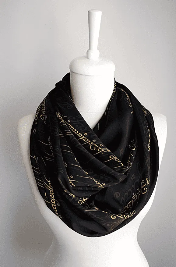 Black Lord of the Rings Handmade Infinity Scarf Limited Edition