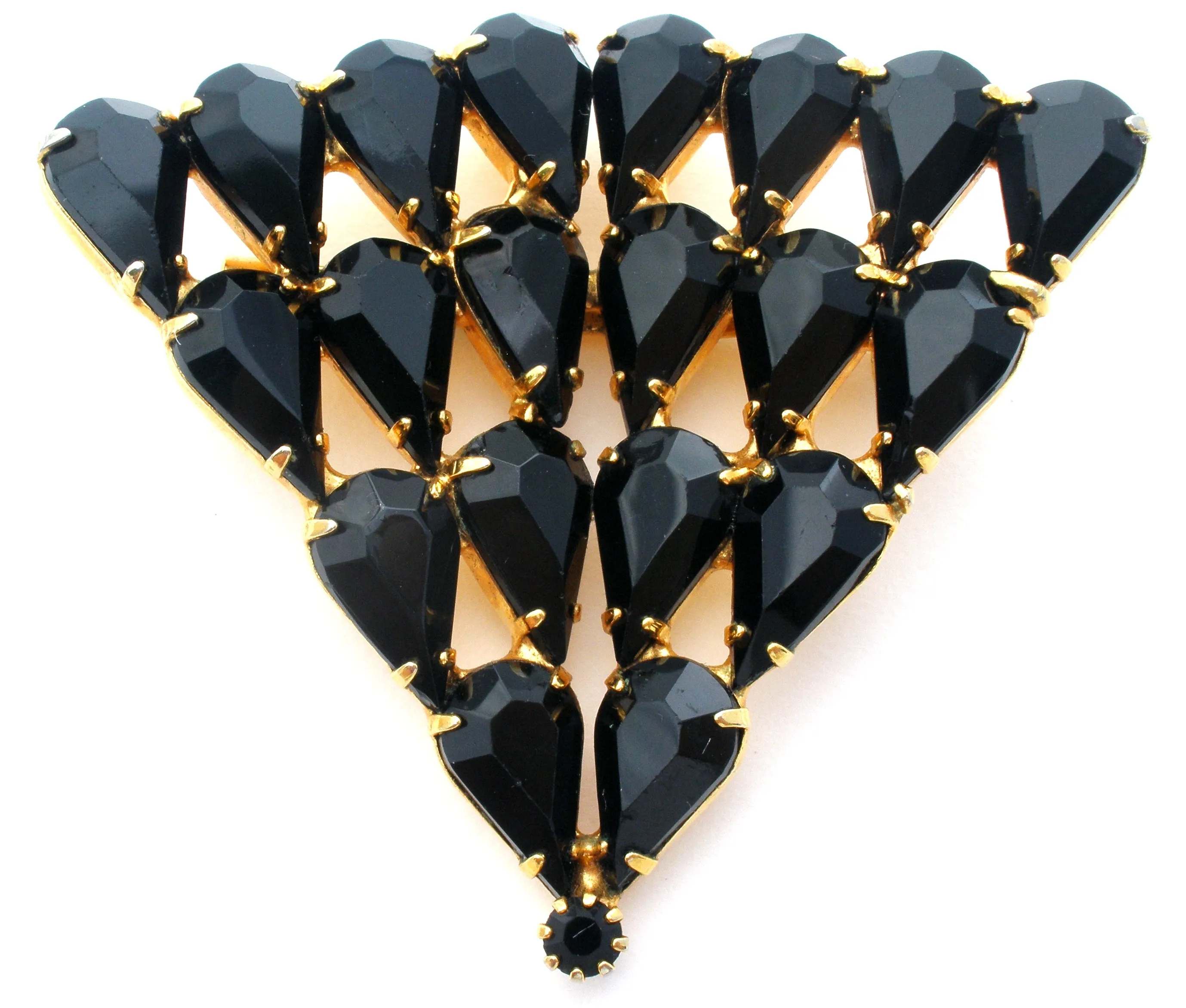 Black Rhinestone Brooch Vintage