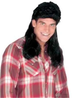 Black Super Mullet Wig 92909