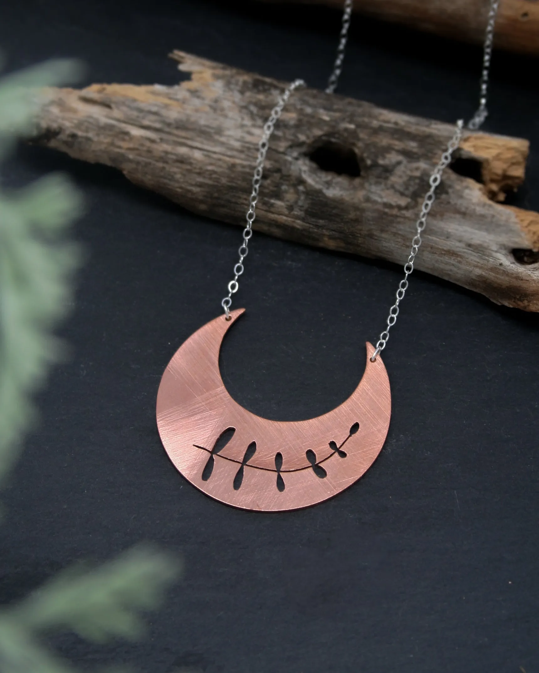 Botanical large Crescent necklace