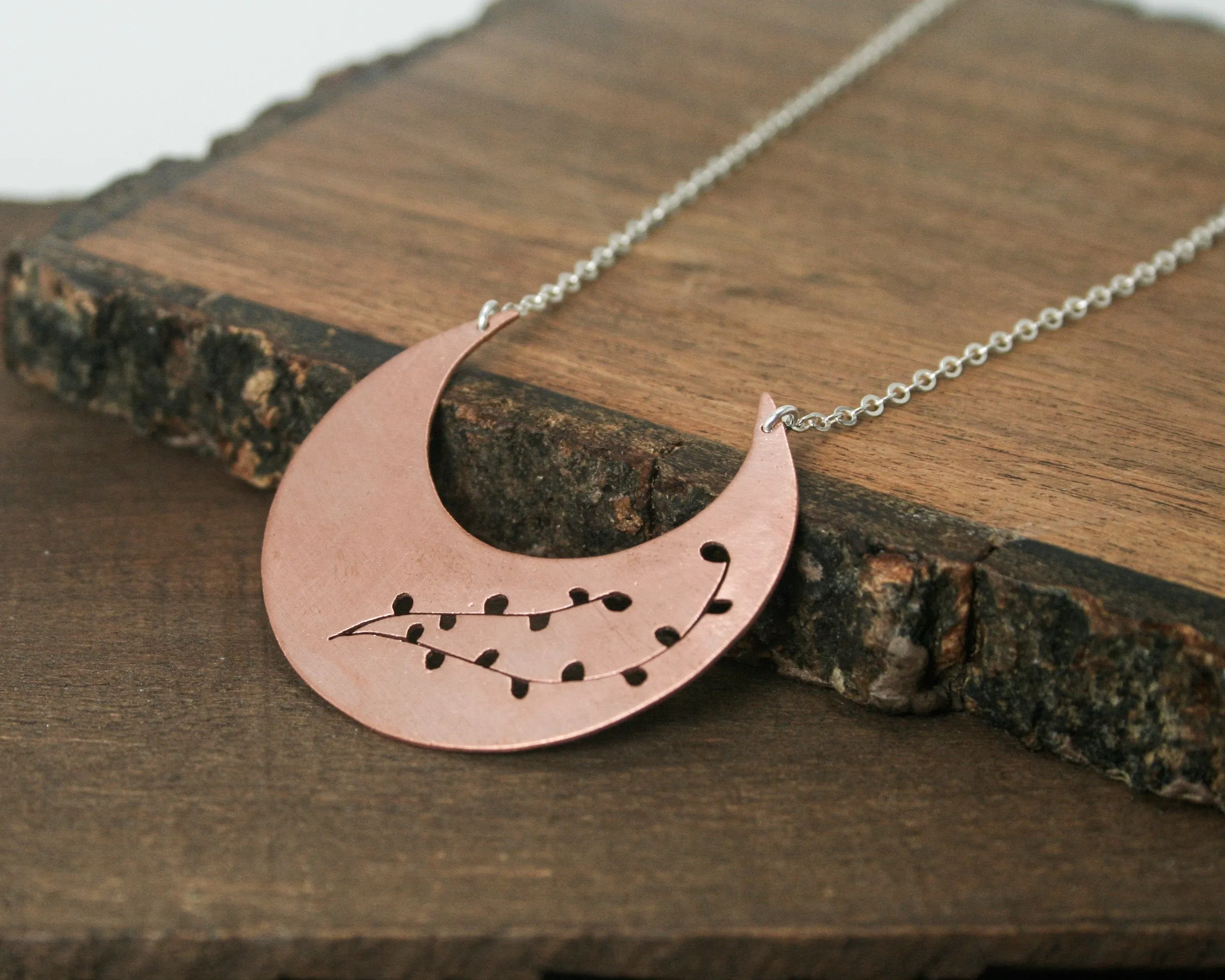 Botanical large Crescent necklace