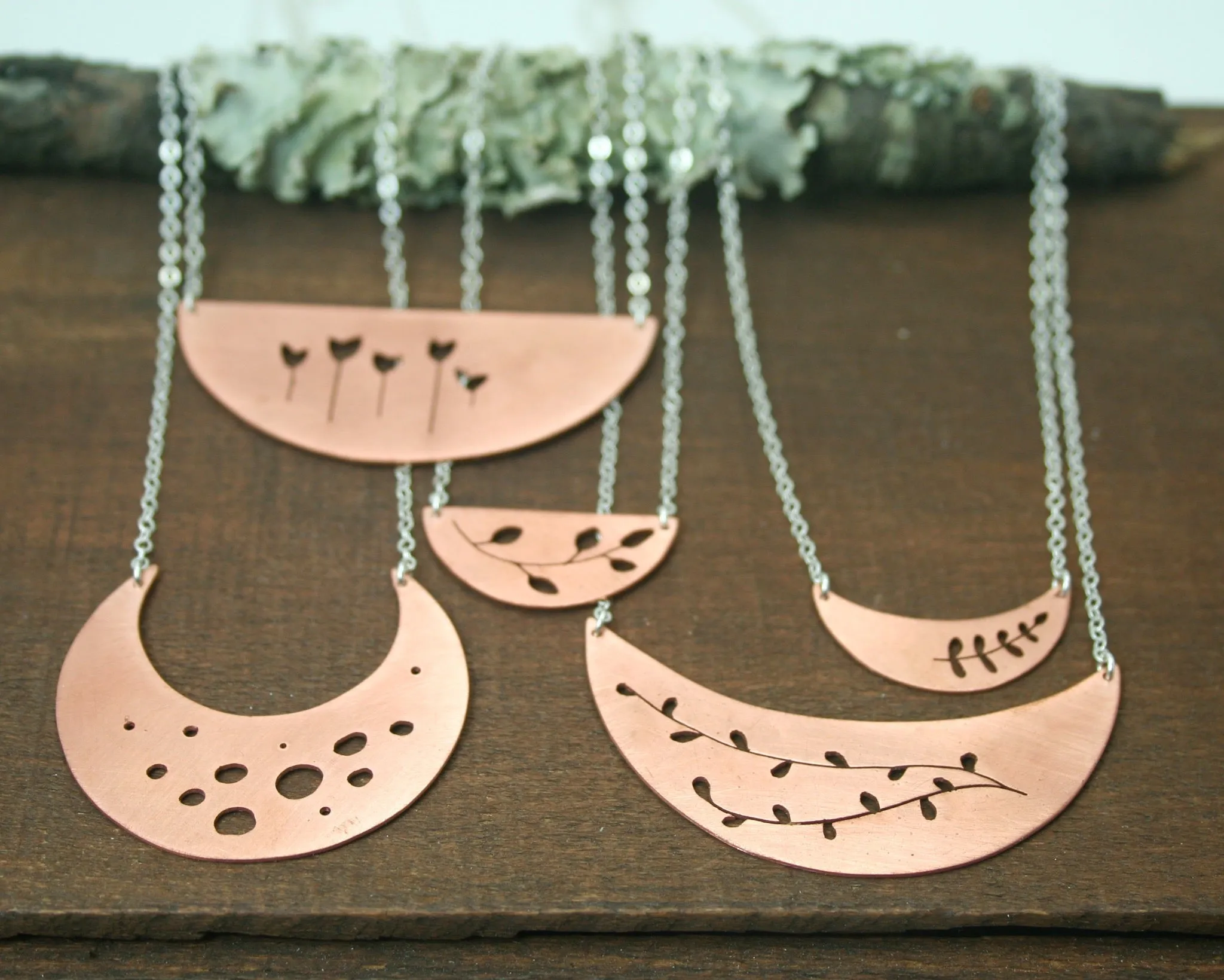 Botanical large Crescent necklace