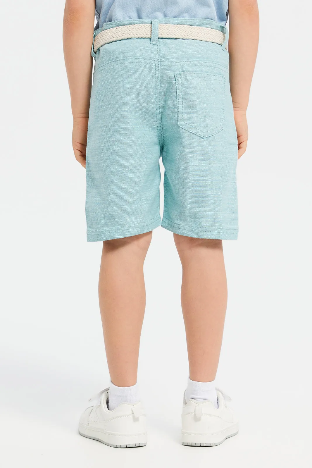 Boys Teal Shorts With Belt