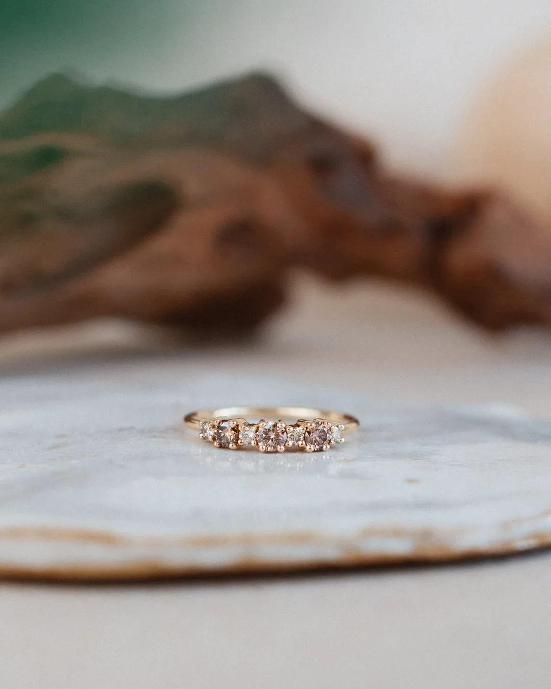 Brigitte Ring with Chocolate Diamonds and Champagne Diamonds