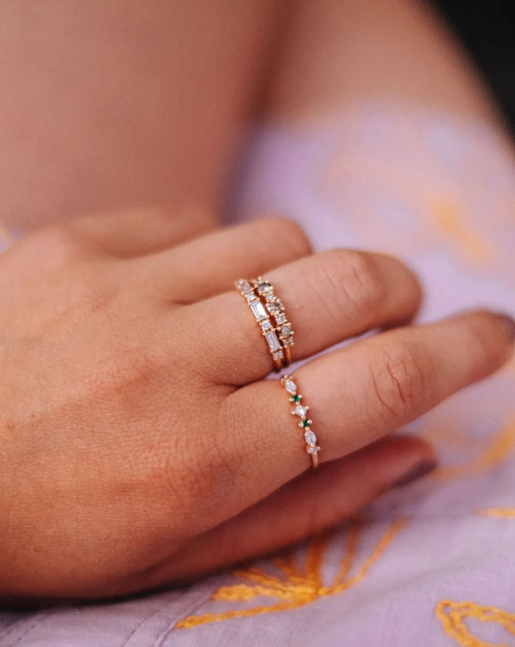 Brigitte Ring with Chocolate Diamonds and Champagne Diamonds