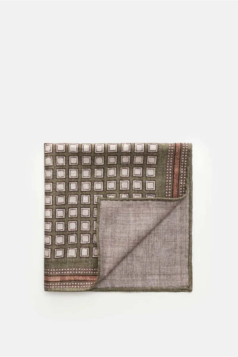 BRUNELLO CUCINELLI silk pocket square grey-green/grey/off-white patterned