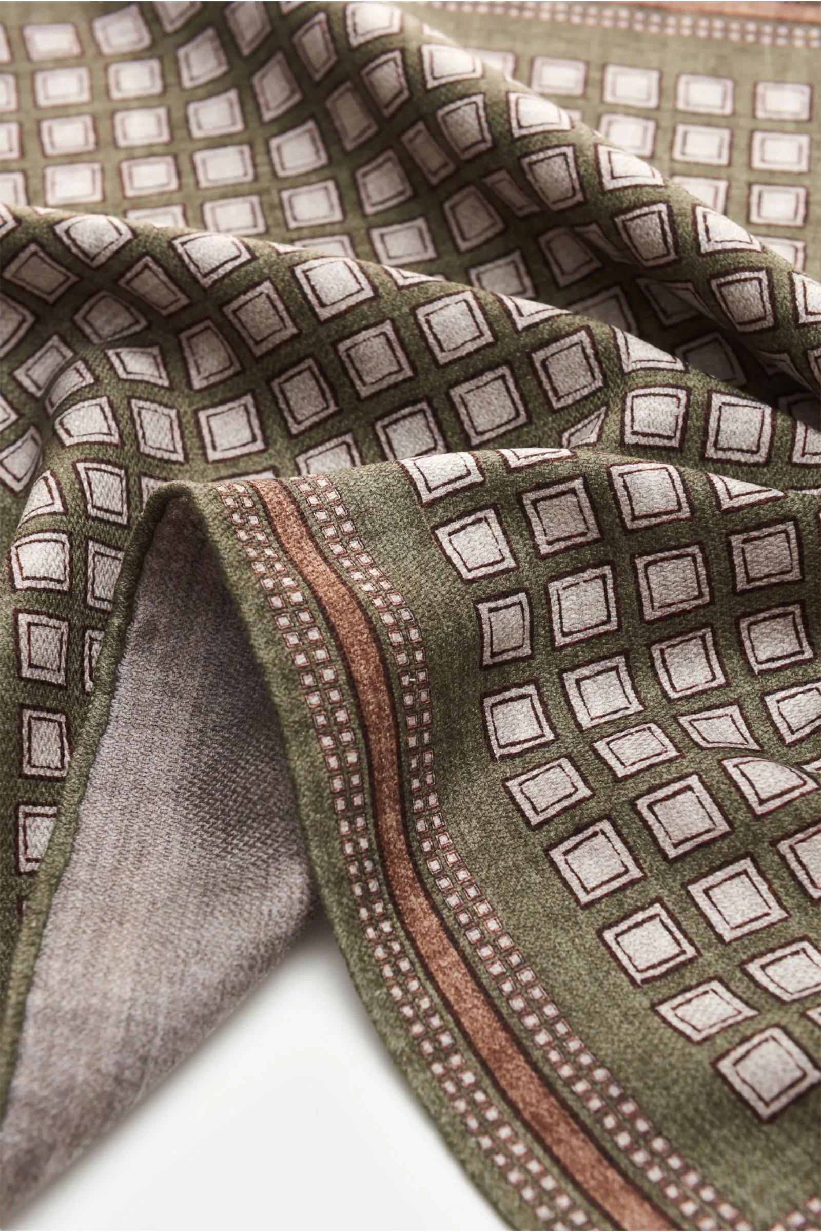 BRUNELLO CUCINELLI silk pocket square grey-green/grey/off-white patterned