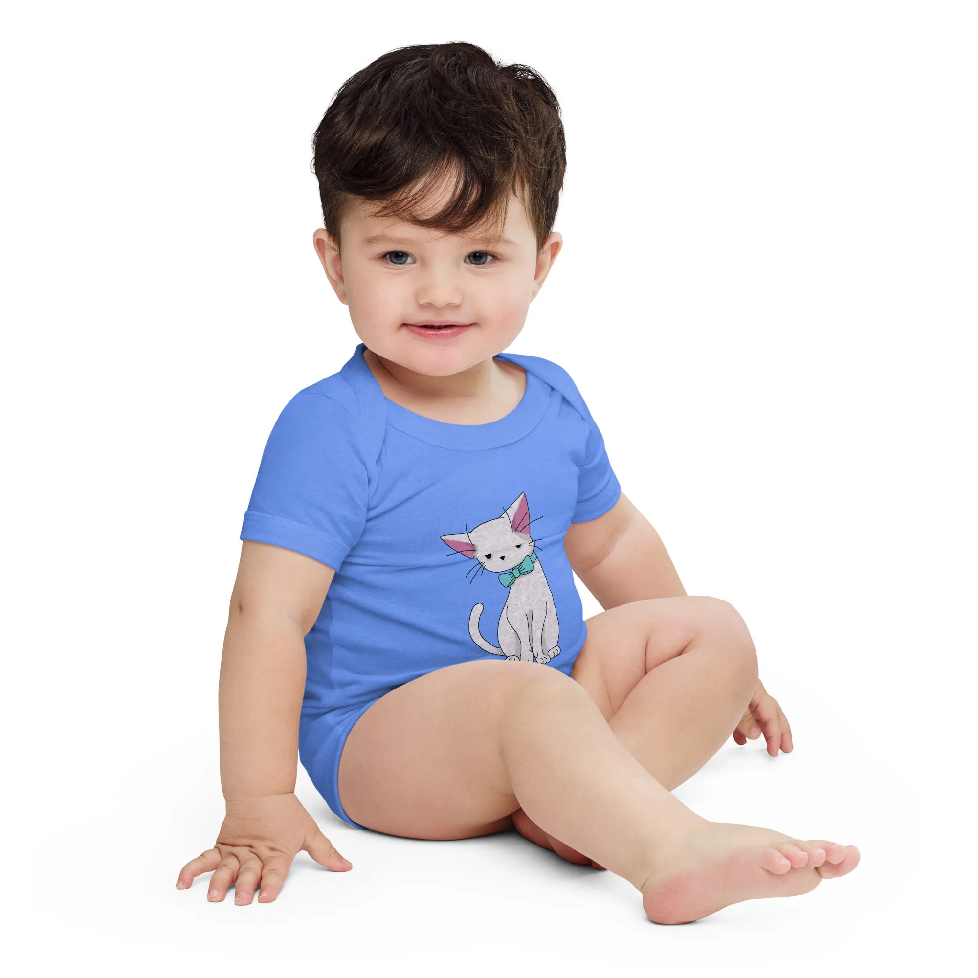 Cat with Bow Tie Baby Short Sleeve One Piece