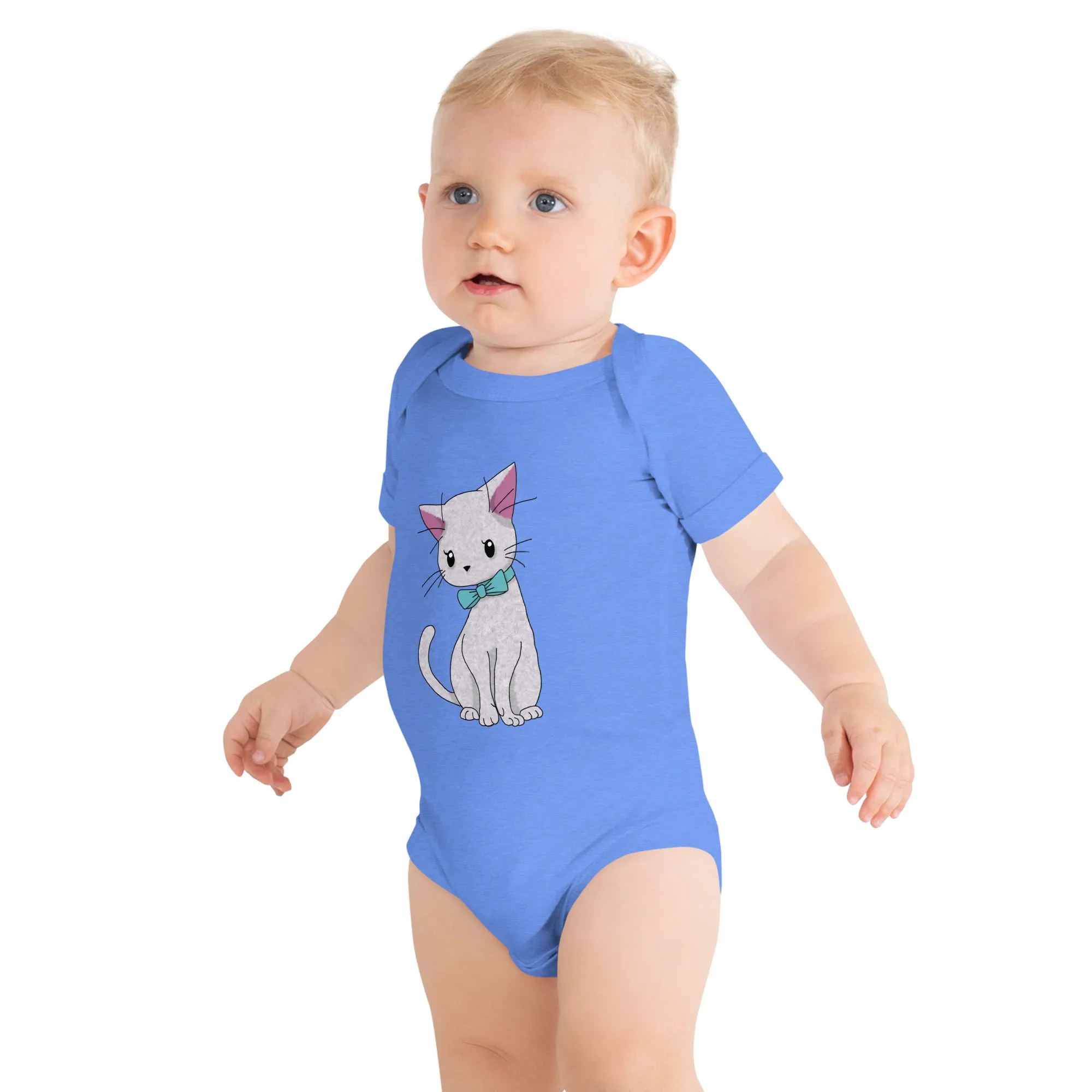 Cat with Bow Tie Baby Short Sleeve One Piece