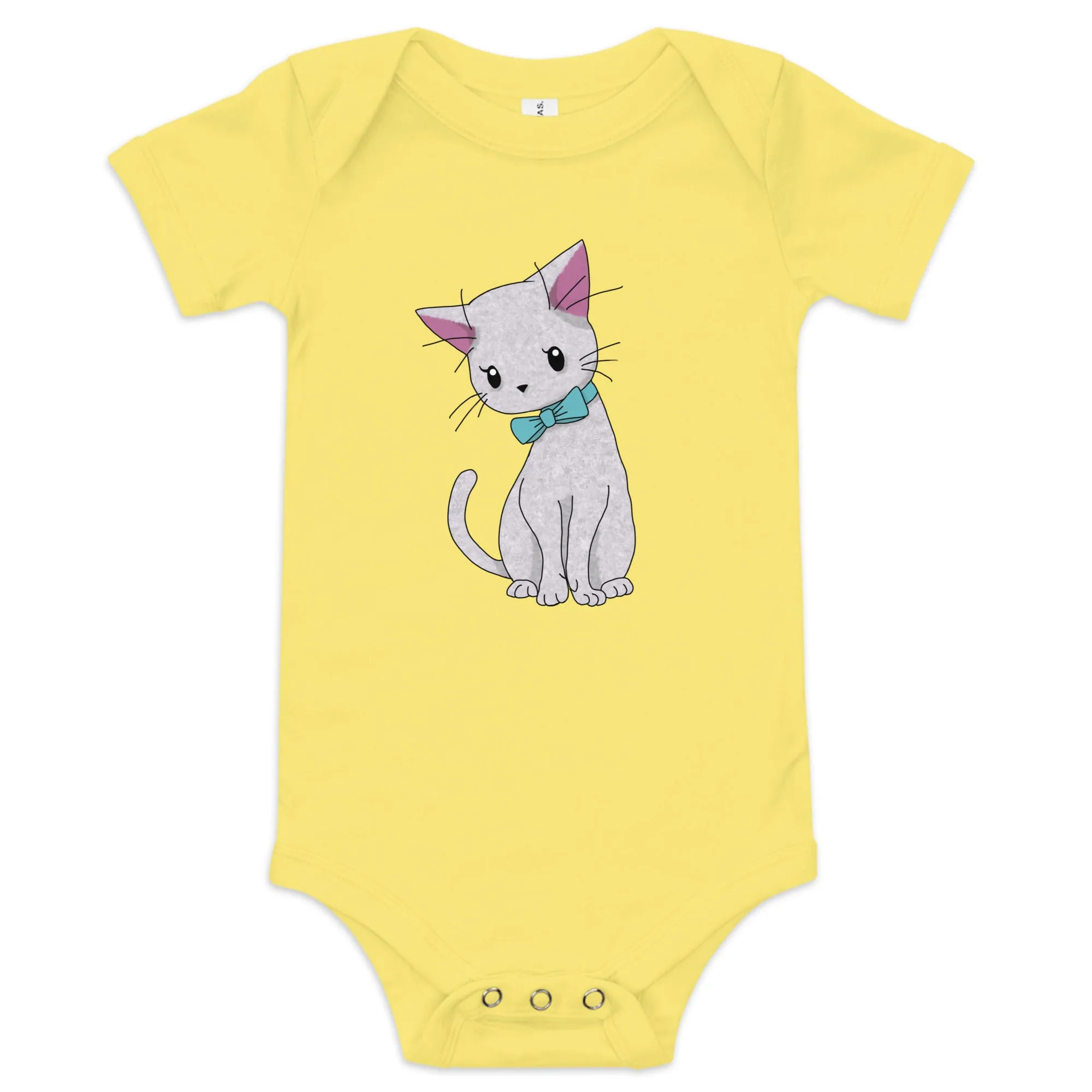 Cat with Bow Tie Baby Short Sleeve One Piece